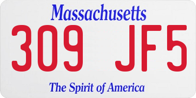 MA license plate 309JF5