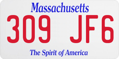 MA license plate 309JF6