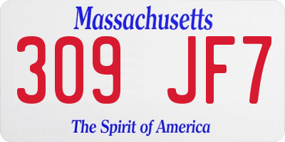 MA license plate 309JF7