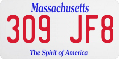 MA license plate 309JF8