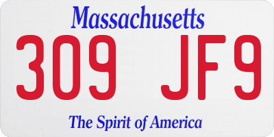 MA license plate 309JF9
