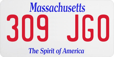 MA license plate 309JG0