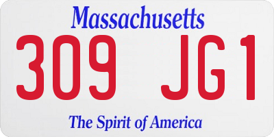 MA license plate 309JG1
