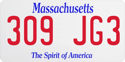 MA license plate 309JG3