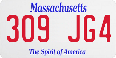 MA license plate 309JG4