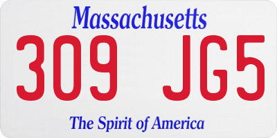 MA license plate 309JG5