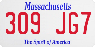 MA license plate 309JG7
