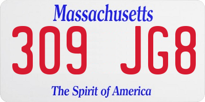 MA license plate 309JG8