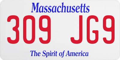 MA license plate 309JG9
