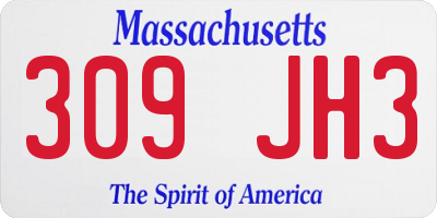 MA license plate 309JH3