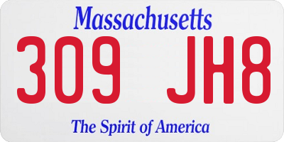 MA license plate 309JH8