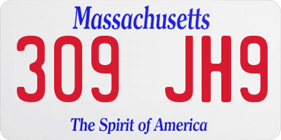 MA license plate 309JH9