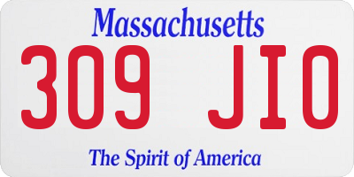 MA license plate 309JI0