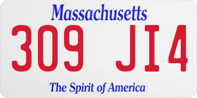 MA license plate 309JI4