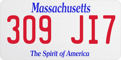 MA license plate 309JI7
