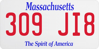 MA license plate 309JI8