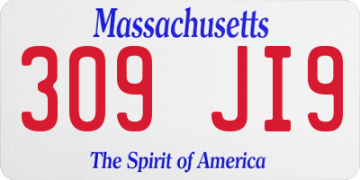 MA license plate 309JI9