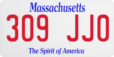 MA license plate 309JJ0