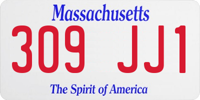 MA license plate 309JJ1