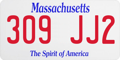 MA license plate 309JJ2