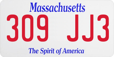 MA license plate 309JJ3