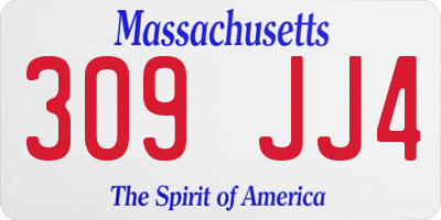 MA license plate 309JJ4
