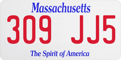 MA license plate 309JJ5
