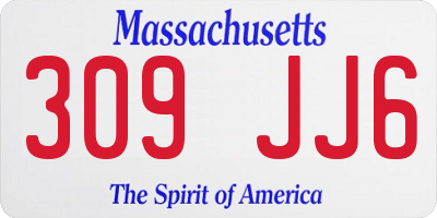 MA license plate 309JJ6
