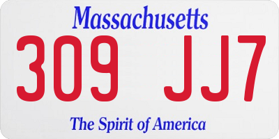 MA license plate 309JJ7