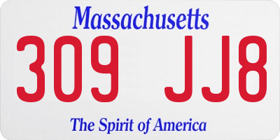 MA license plate 309JJ8