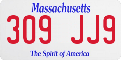 MA license plate 309JJ9