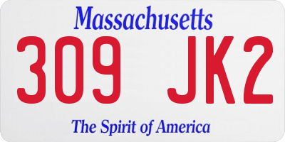 MA license plate 309JK2