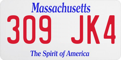 MA license plate 309JK4