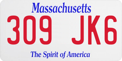 MA license plate 309JK6