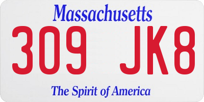 MA license plate 309JK8