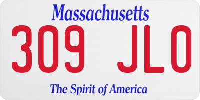MA license plate 309JL0