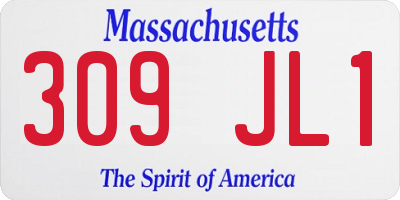 MA license plate 309JL1
