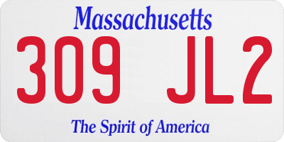 MA license plate 309JL2