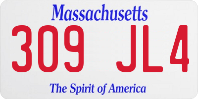 MA license plate 309JL4