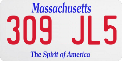 MA license plate 309JL5