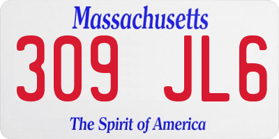 MA license plate 309JL6