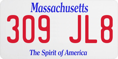 MA license plate 309JL8