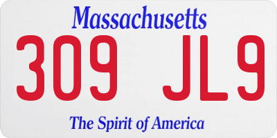 MA license plate 309JL9