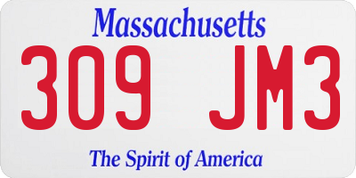 MA license plate 309JM3