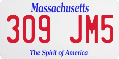 MA license plate 309JM5