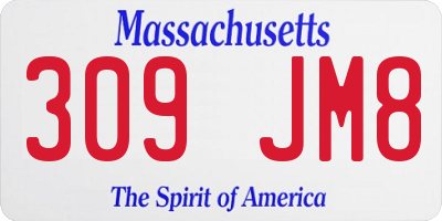 MA license plate 309JM8