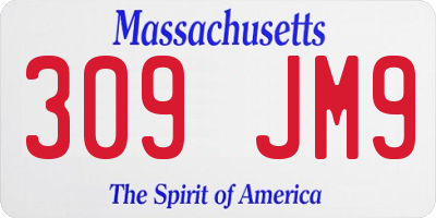MA license plate 309JM9