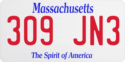 MA license plate 309JN3