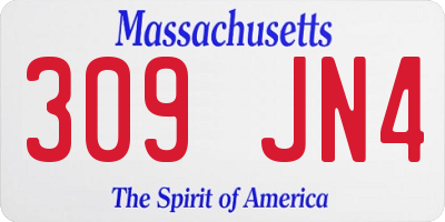 MA license plate 309JN4