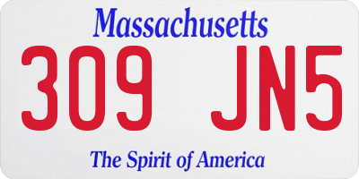 MA license plate 309JN5
